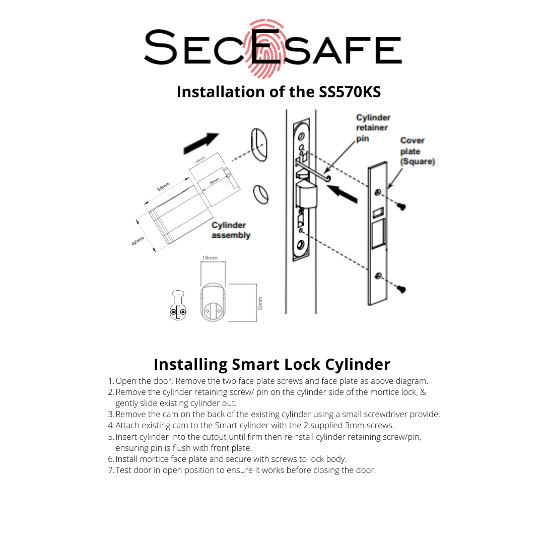 SS570FS/B - Fingerprint Smart 570 Style Cylinder