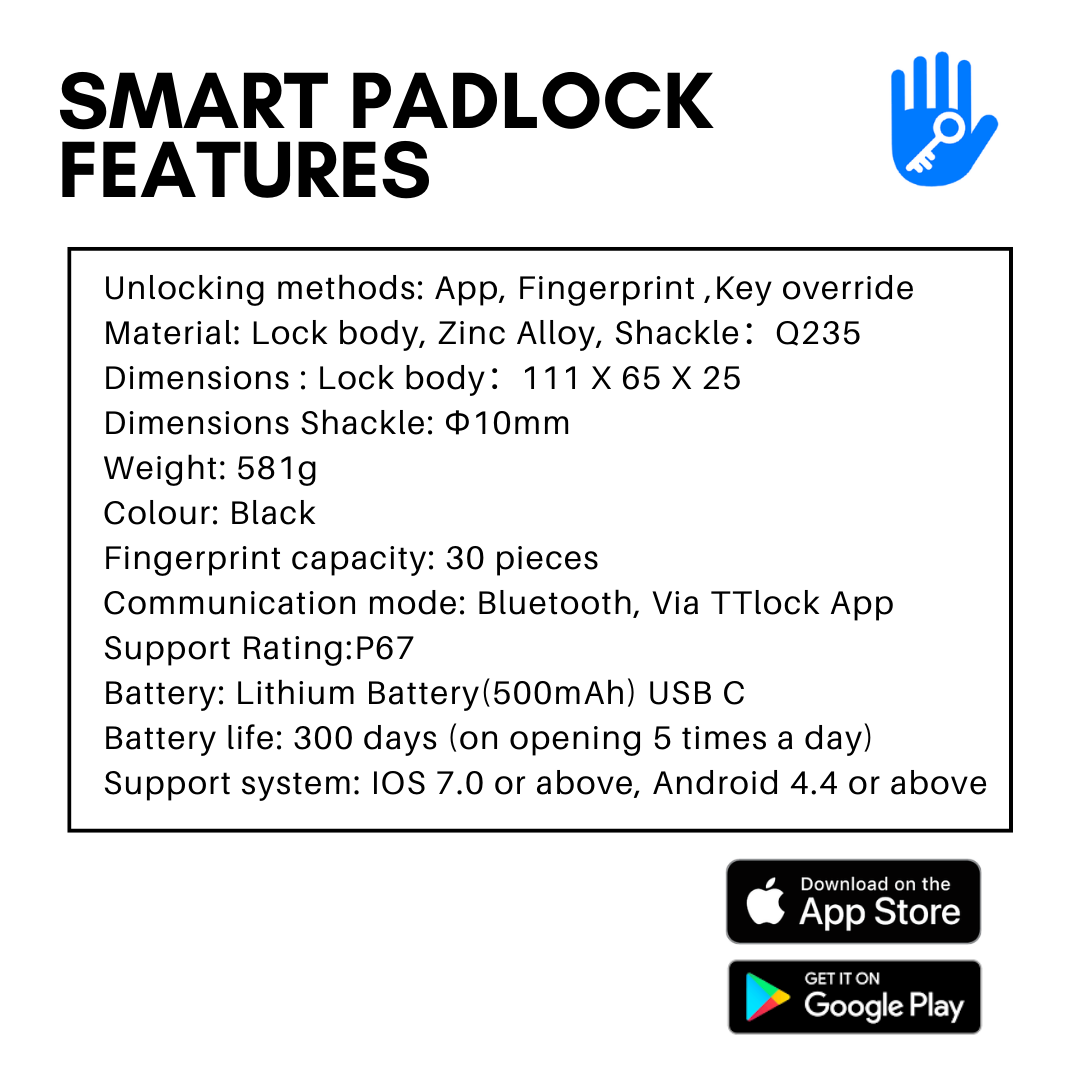 SSP500 - Smart Fingerprint Padlock