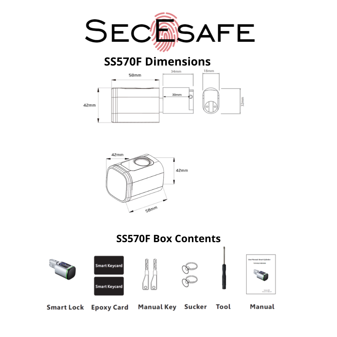 SS570FS/B - Fingerprint Smart 570 Style Cylinder